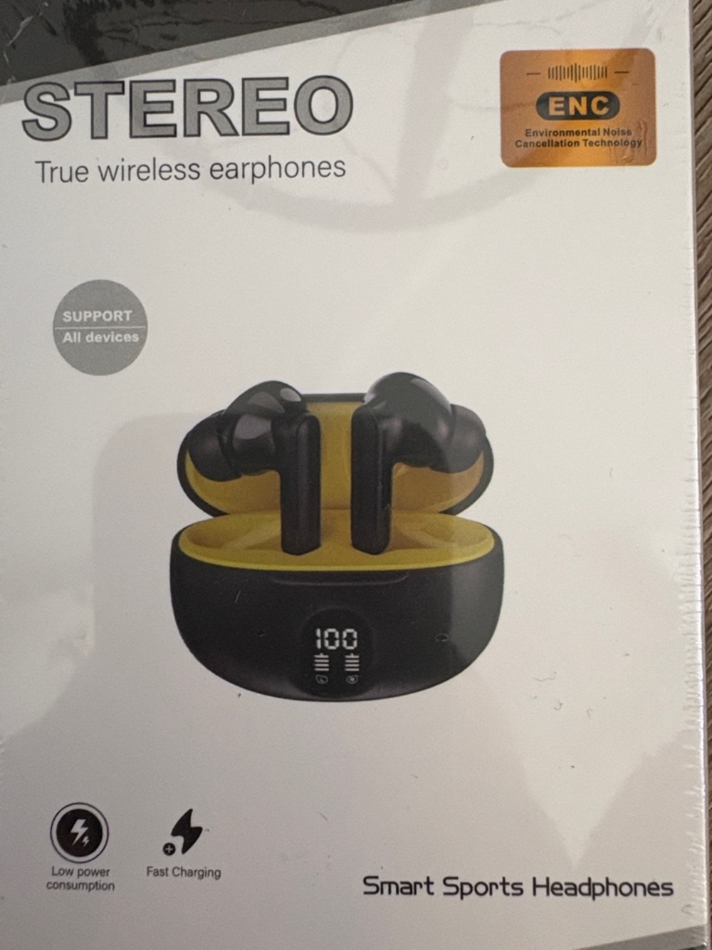 Stereo True Wireless Earphones - Black & Yellow